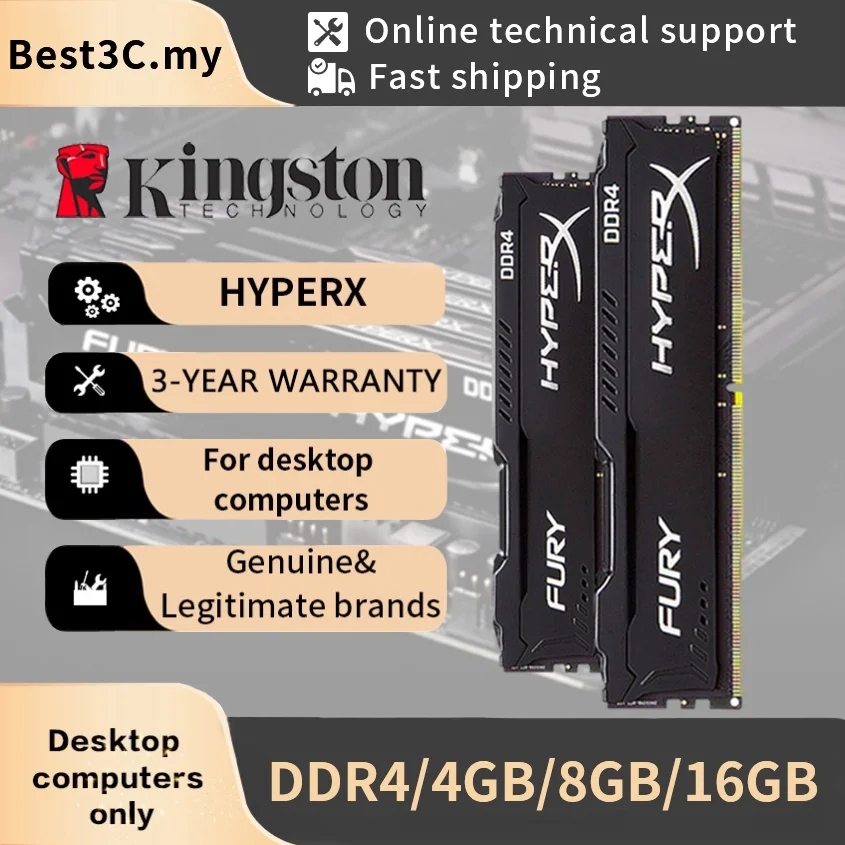Память kingston Hyperx для ПК ОЗУ компьютера тип DDR4 DIMM объем памяти-4 ГБ/8 ГБ/16 ГБ/32 ГБ