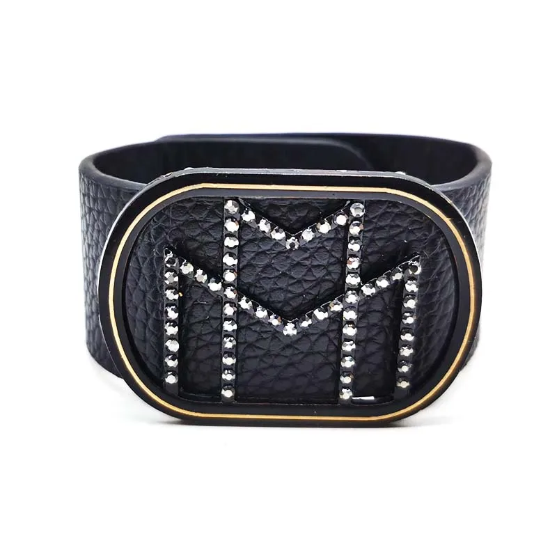 

Elegant Jewelry Fashion Leather Bracelets For Women Metal Charm Ladies Bohemian Wide Wrap Bracelet Party Gift Geometric