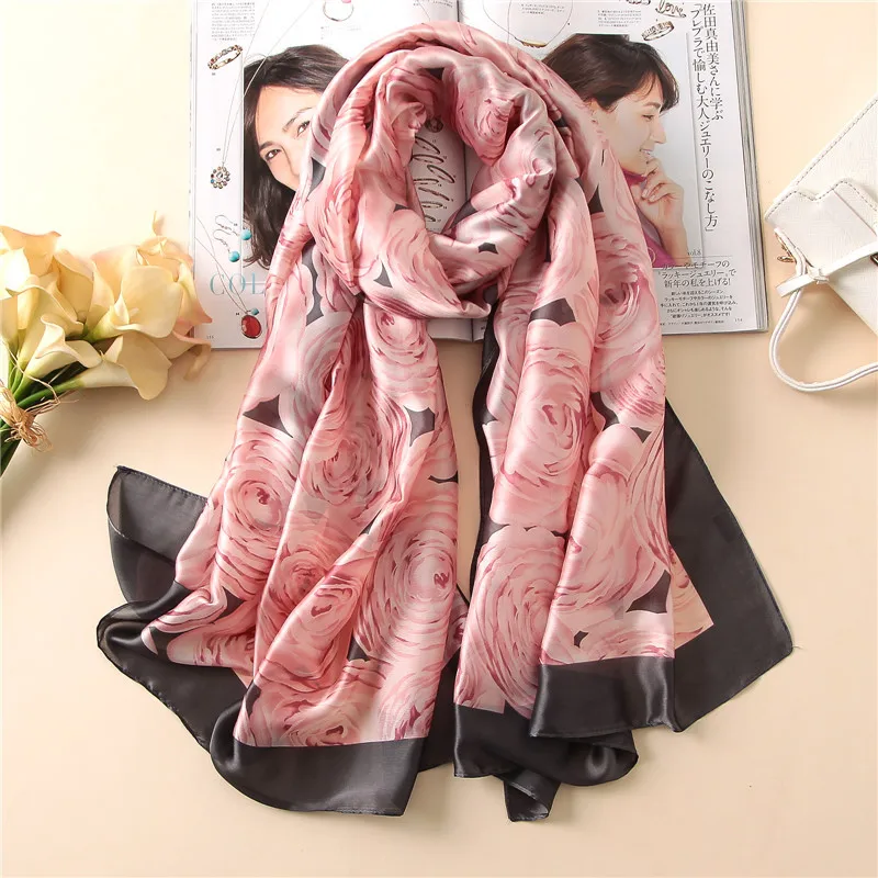 Женский шелковый шарф шаль летний женский Мягкий из 2020 шелка модный