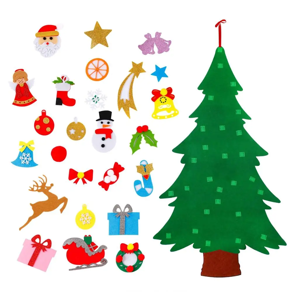 

DIY Felt Christmas Tree Decor Santa Claus Kids Toys Christmas Decor for Home 2020 Xmas Hanging Ornaments New Year 2021 Gifts