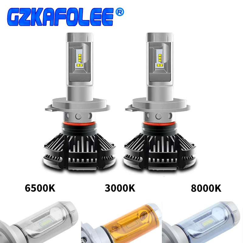 GZKAFOLEE 2 предмета H4 светодиодный высокий низкий пучок H1 H3 H7 H8 H9 H11 9005 9006 12V 24V 6500K 3000K