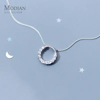 modian 2021 new sale real 925 sterling silver round clear cz exquisite luxury pendant necklace for women wedding fine jewelry