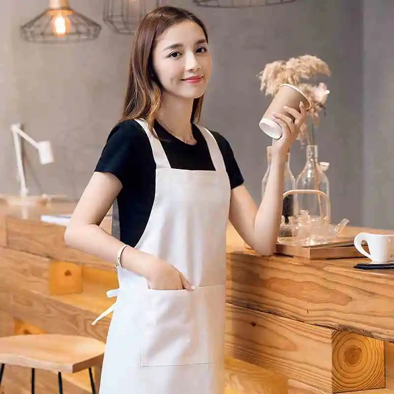White apron wrapped women adult cooking kitchen cotton work clothes overall coffee tea shop restaurant waiter smock