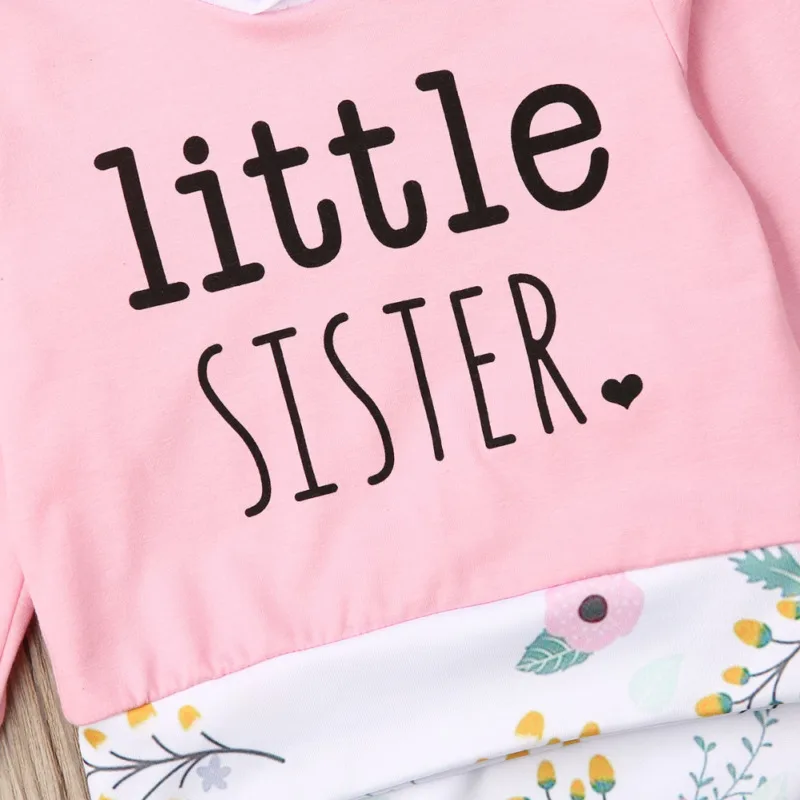 

2pcs Toddler Girl Clothes Cute Infant Kids Baby Girl Warm Clothes Little Sister Tops Flower Pants Outfits Set