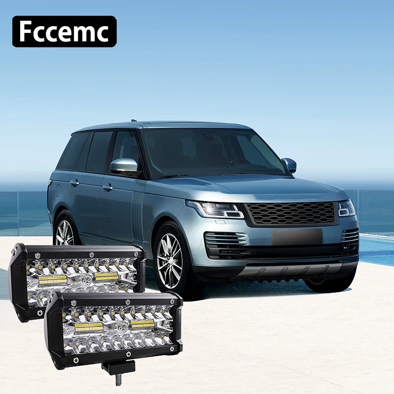 

7" Car License Plate LED Headlights Work Flood Driving Lights Portable Spotlights Road For Land Rover Spotlight Square Round 24V