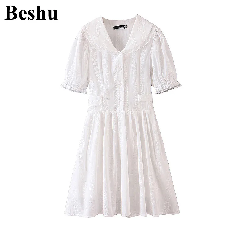 Za 2019 модное женское мини-платье из белого хлопка милое элегантное кружевное