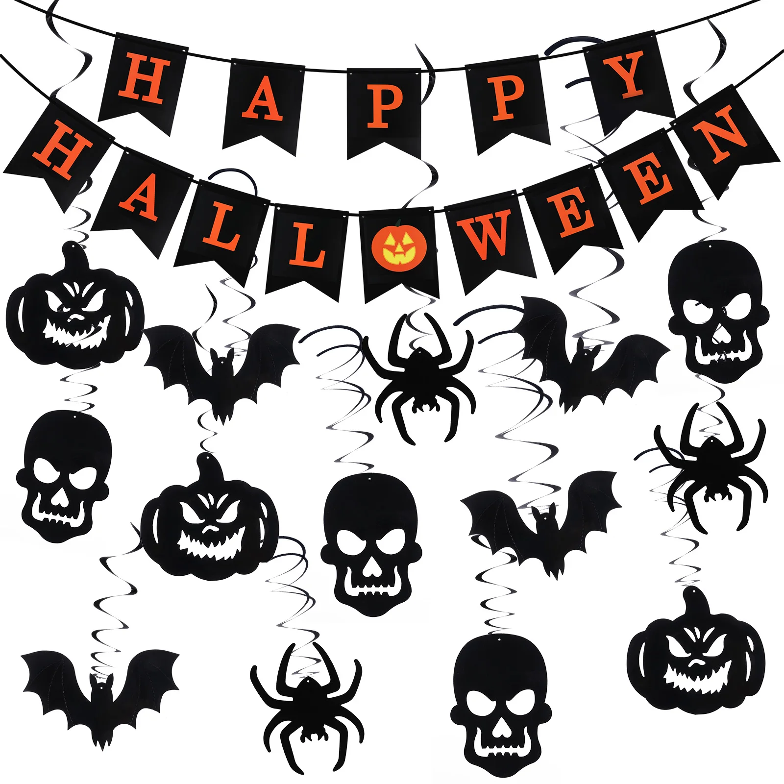 

1 set of Halloween Hanging Swirls and Banners Decorations Hanging Banners Holiday Day Decoration