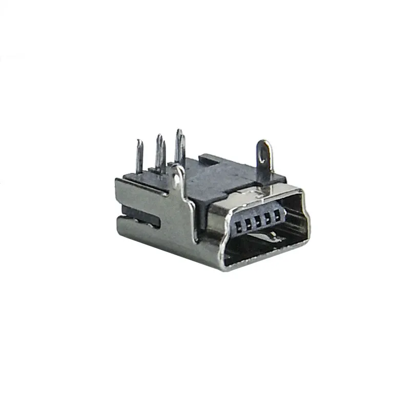 

50/100 pcs/lot USB Flat Edge DIP 5 Pin 2 Feet Connectors Female MINI USB Connector Port Jack Sockect Terminals Tail Plug