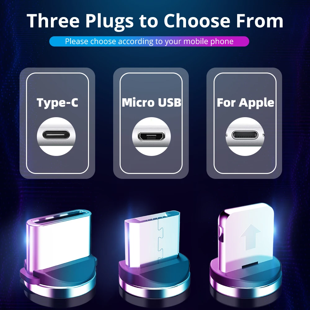 Магнитный кабель FONKEN USB Type C для телефона микро быстрой зарядки iPhone планшета 1 м 2 а