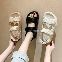 trends sandals summer new flat british wind velcro embroidery thick soled casual casual roman fragrance designer shoes star