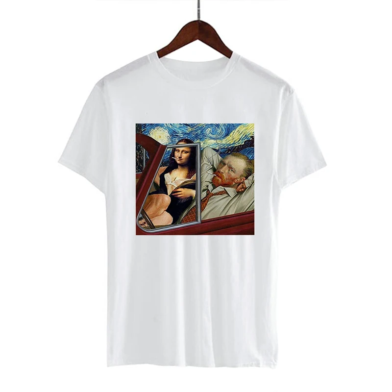 

2020 New summer spoof Van Gogh Art t shirt women top Oil Print t-shirt female fashion o-neck tshirt Women Oversized T-shirt