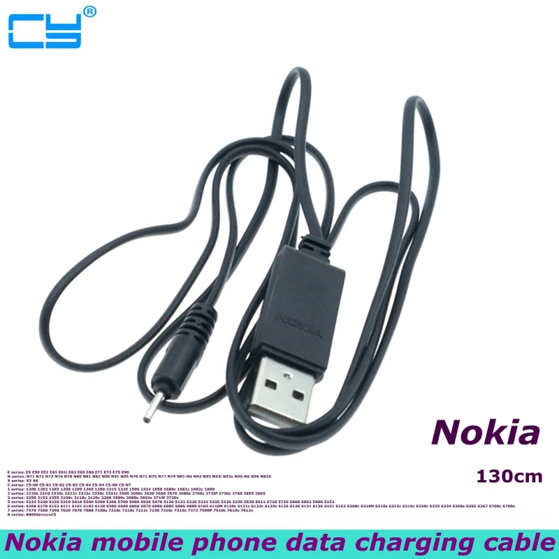 

1.3m Outer diameter 2mm USB Charger Cable of Small Pin USB Charger Lead Cord to USB Cable For Nokia 7360 N71 6288 E72 High Speed