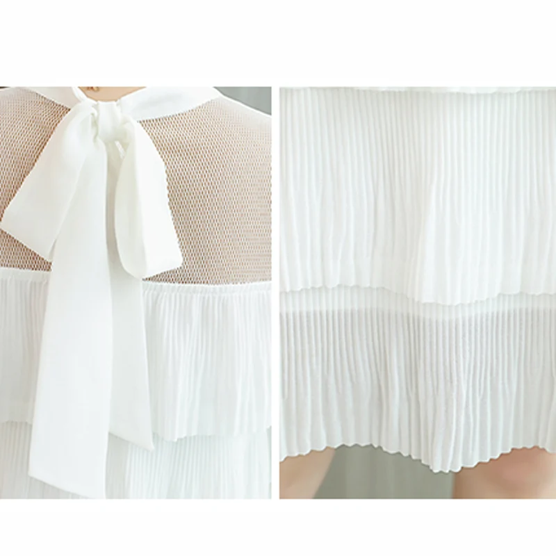

fashion temperament O-Neck Dress Women 2020 summer Elegant Mesh Ruffles mini Dress white Casual Sleeveless A-Line dress women