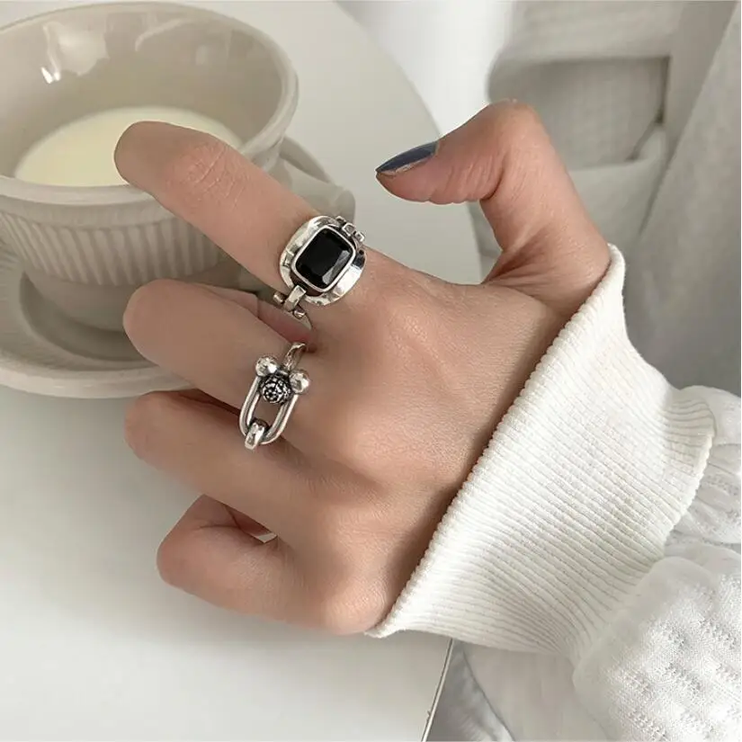 

Ins Retro Horseshoe U Shape Index Finger Opening Rings For Women Couple Fine Jewelry Birthday Party Gift 467