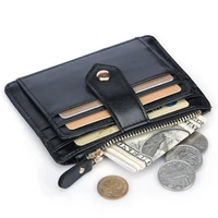 new mini id card holders menwomen business credit card holder pu leather slim bank card case zipper hasp organizer wallet