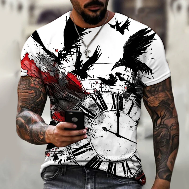 

Stone Plate Printing 3D Printing Summer New Retro Compass Street Harajuku Oversized Shirt Men's T-shirt 6XL O-neck Short Sleeves