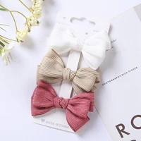 corduroy baby hair clips set girls lovely bows hairpins autumn children barrettes photo props kids hair accessories 3pcslot