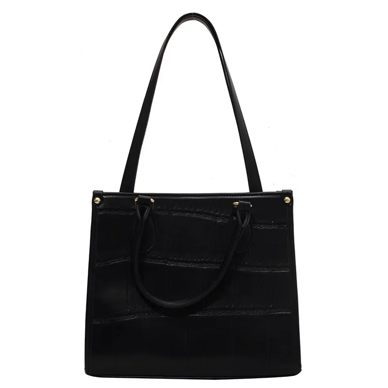 

PU Stone Pattern Leather Shoulder Bags Female 2021 Summer Simple Casual Trend Luxury Fashion Travel Handbag Tote
