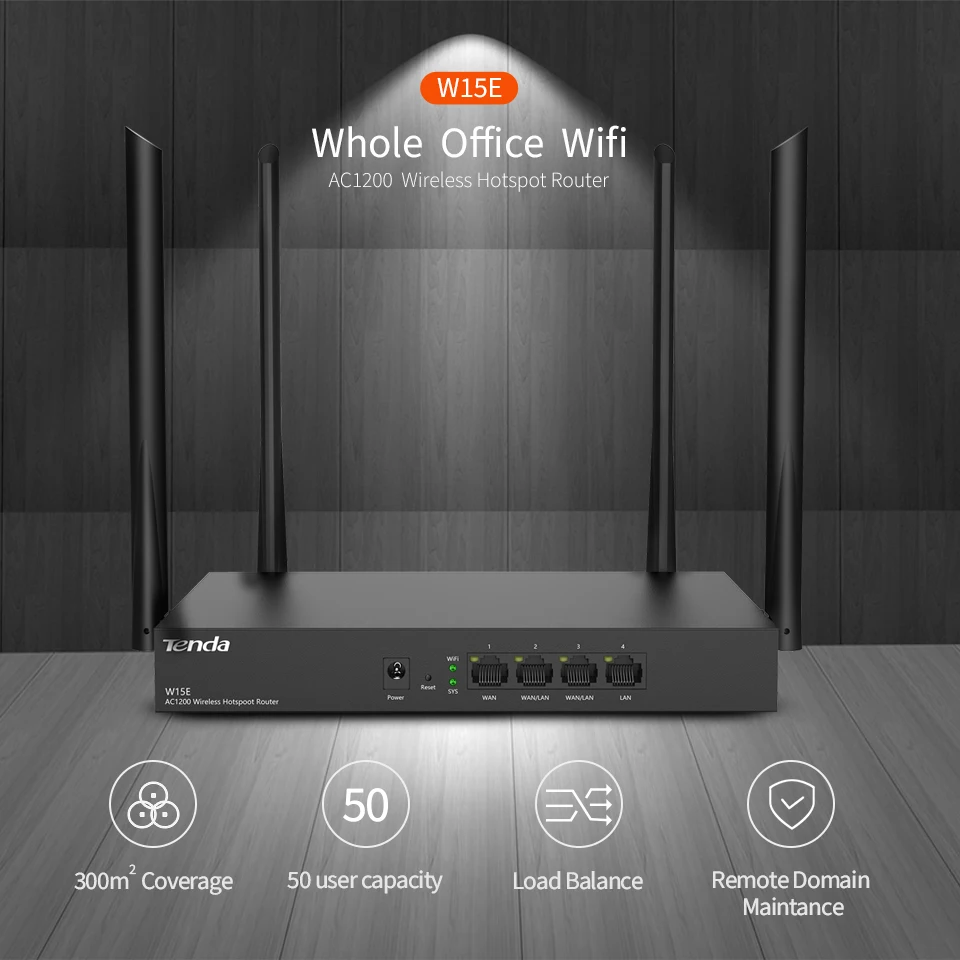 Беспроводной маршрутизатор Tenda W15Ev2.0 AC1200 Wi Fi ретранслятор с 4 антеннами высоким