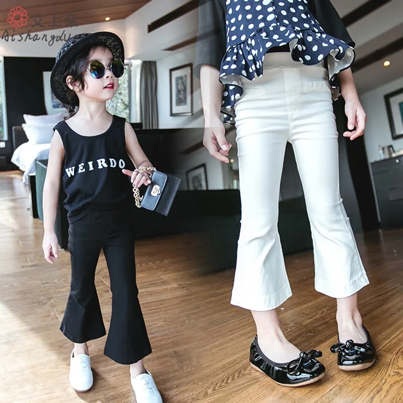 

Child Ankle-length Pants Baby Girl Bell Bottoms Girls Pants Kids Leggings 2-7Yrs Girl Leggings Children White Pants Black Pant