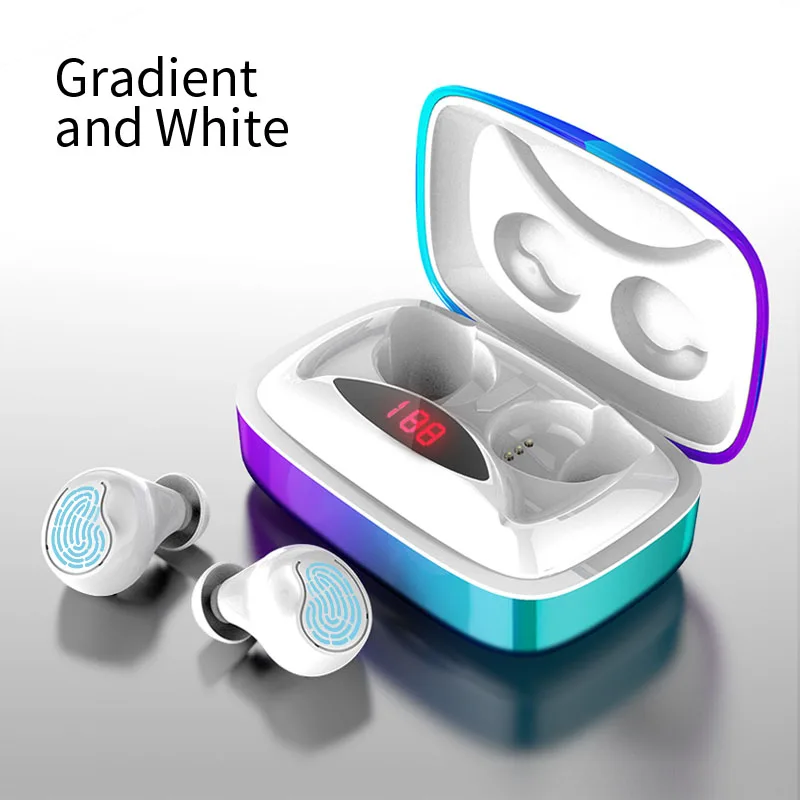 Gradient and White TWS 5,0 3D Bluetooth наушники гарнитура беспроводные наушники спортивные наушники мобильный телефон для huawei iPhone samsung - Цвет: Gradient and White