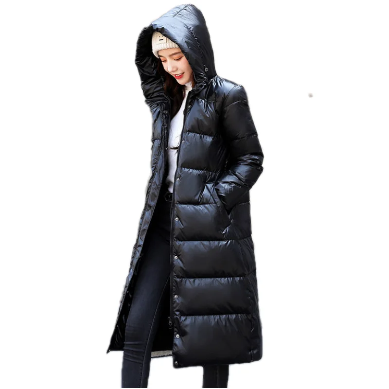 

Cotton-padded Jacket Female New Winter Black Long Thickened Warm Hooded Slim-fitting Padded Coat Women's Down Padded Jacket