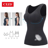 cxzd shaper slim up lift plus size bra tank top women body shaper removable shaper underwear slimming vest corset shapewear