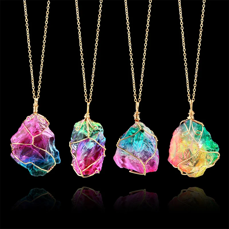 Hot Sale Crystal Colored Pendant Quartz Chain Rock Necklace Stone Natural Chakra Jewelry | Украшения и аксессуары