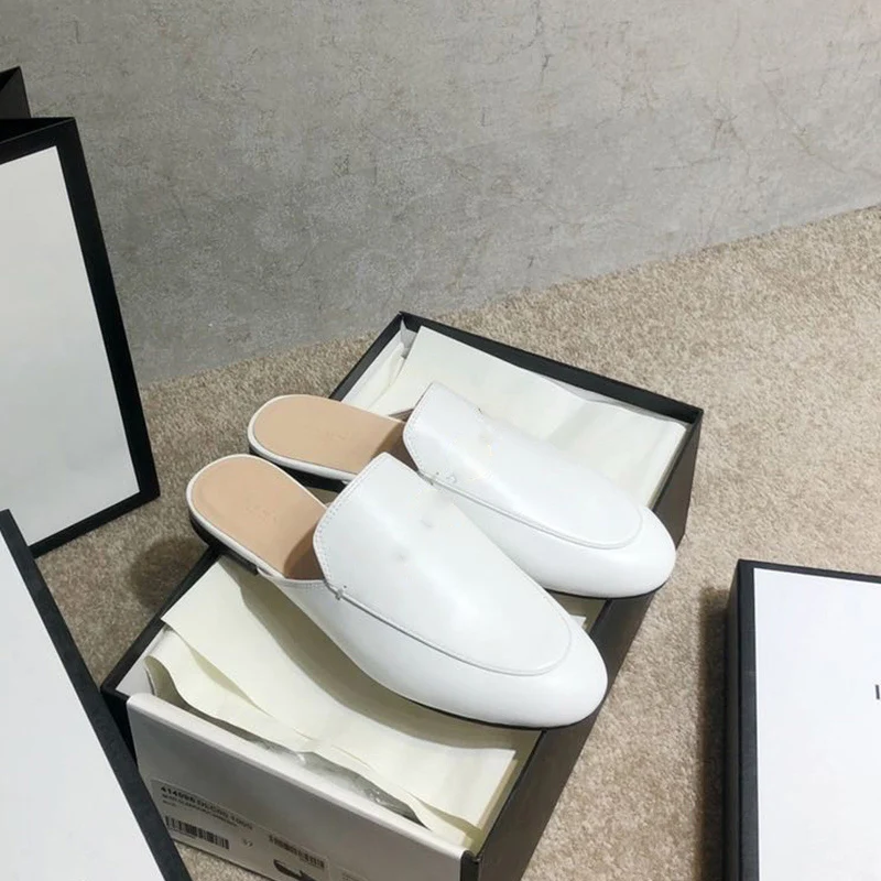 

Prowow Italian gujiaGG fashion small leather shoes women top cow leather shoes thick heel casual leather shoes half tow with