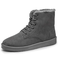 thick warm cotton boots leather shoes men winter snow boots high top mens casual shoes with fur plus velvet ankle boots male