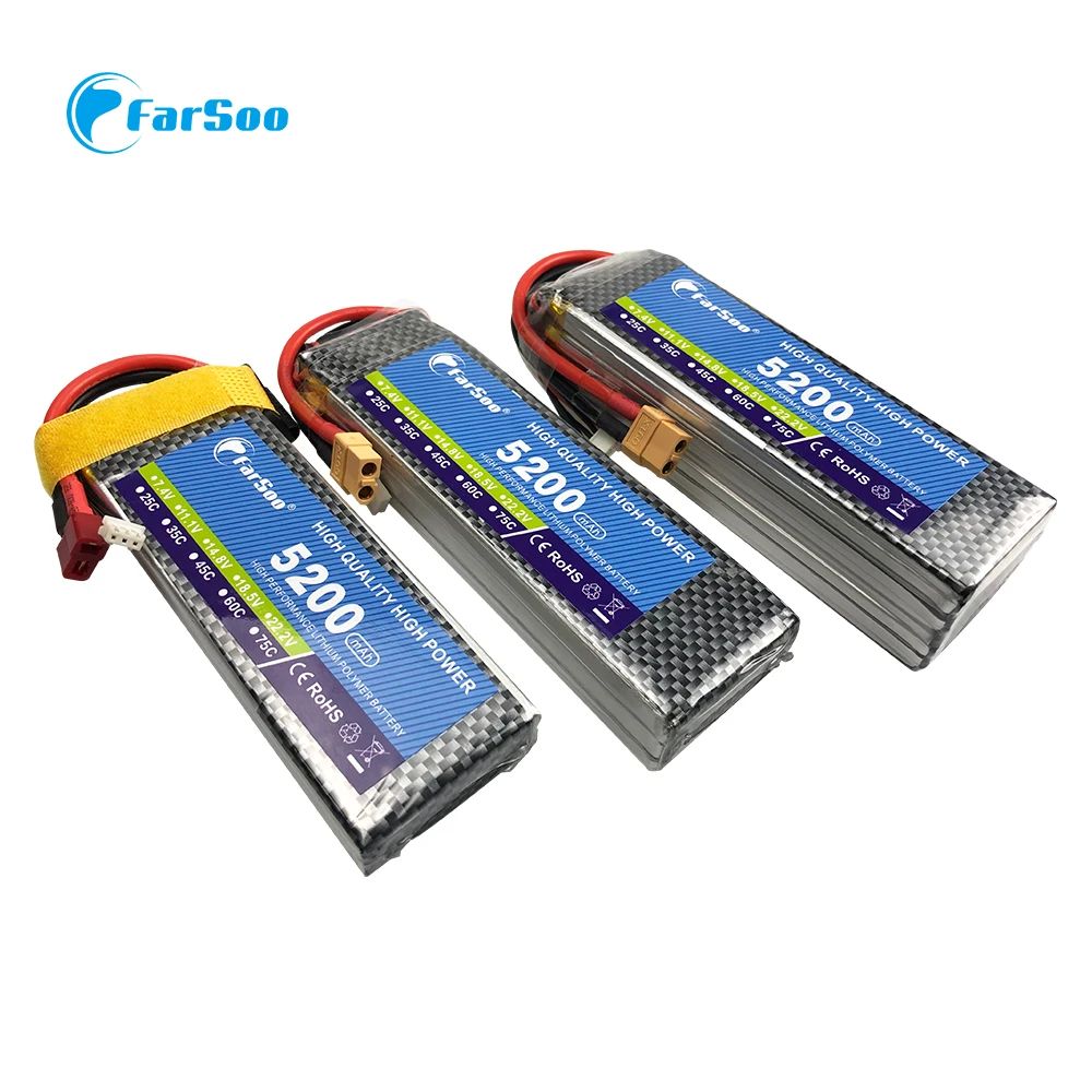 Farsoo RC LiPo батарея 4S 14 8 V 5200mAh 30C для самолета вертолета квадрокоптера