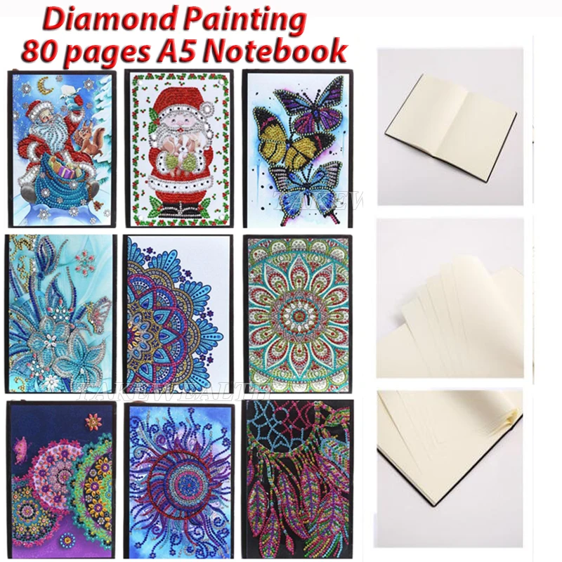 80 страниц A5 Тетрадь DIY особой формы алмазов картина записной книжки Санта Клаус