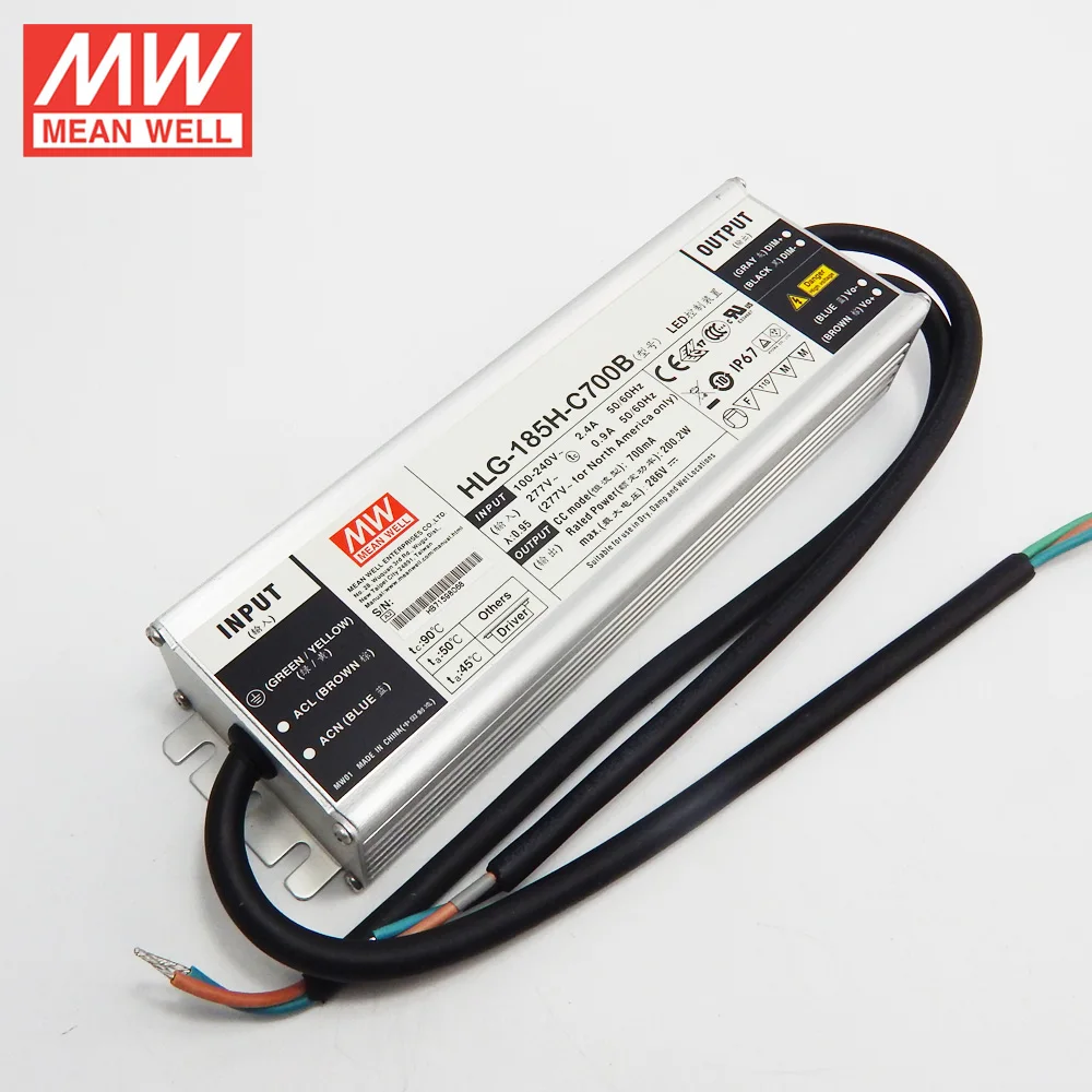 Фото MEAN WELL Dimming Power Supply HLG-185H-C700B 700mA 200W IP67 waterproof Dimmable LED driver PFC Обустройство дома MEAN WELL Dimming Power Supply HLG-185H-C700B 700mA 200W IP67 waterproof Dimmable LED driver PFC Обустройство дома