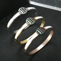 luxury enamel bangles bracelets 3 color epoxy 316l stainless steel bracelet for women men couple wedding party jewelry gift