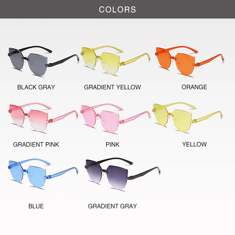 

Candy-colored Cat Eye Integrated Ocean Sunglasses Frameless One-piece Jelly Transparent Sunglasses European and American
