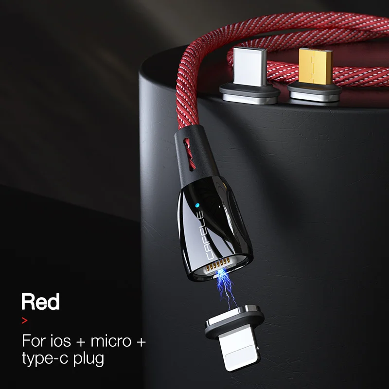 3 in 1 cable red Cafele новейший QC 3,0 Магнитный Micro USB кабель для iPhone Магнитный usb type C зарядный кабель для Xiaomi huawei магнитное зарядное устройство - Цвет: 3 in 1 cable red
