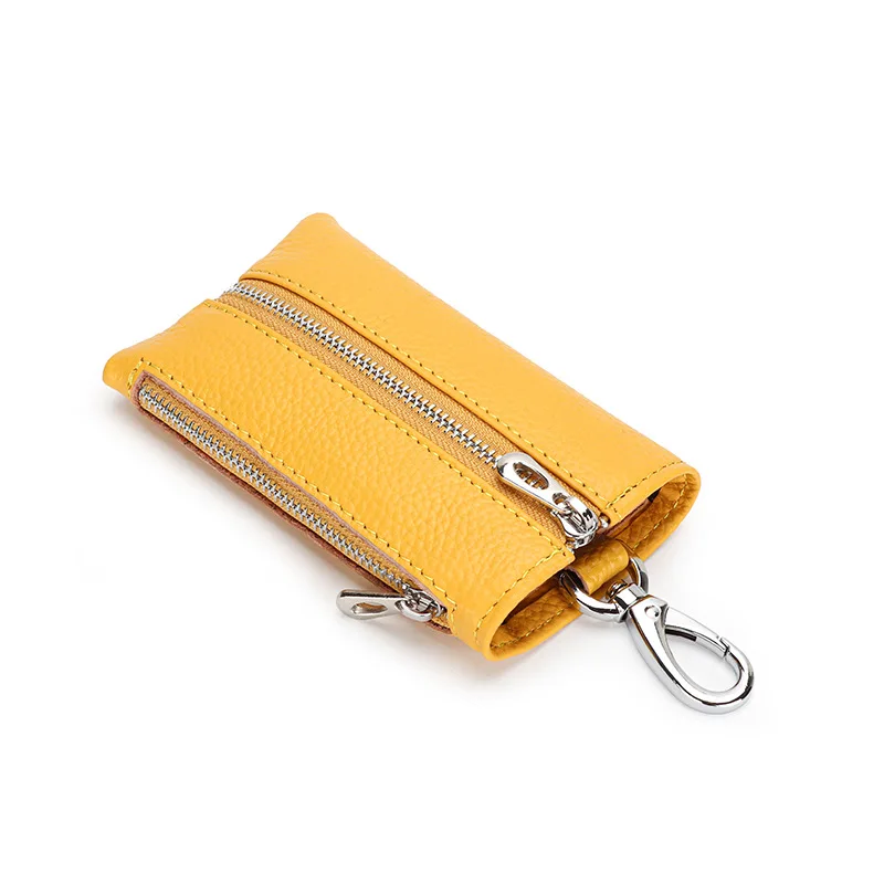 

Genuine Cow Leather Bag House Keeper Zipper Versatile Women Fashion Metal Hook Style Handy Cowhide Waist Keys Pouches