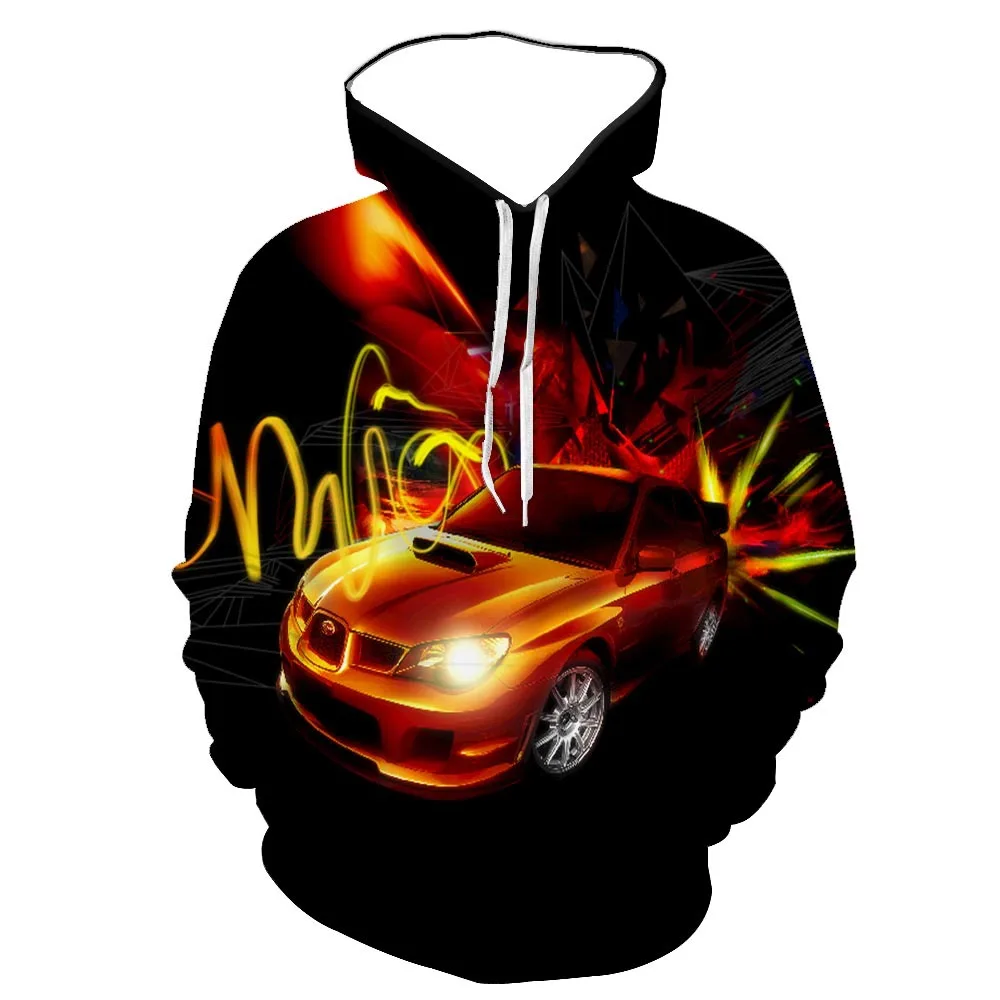 

2021 Men's New Slim And Versatile Slim Fit 3D Car Print Sweater Spring And Autumn Fashion Casual Loose Hoodie Large Size