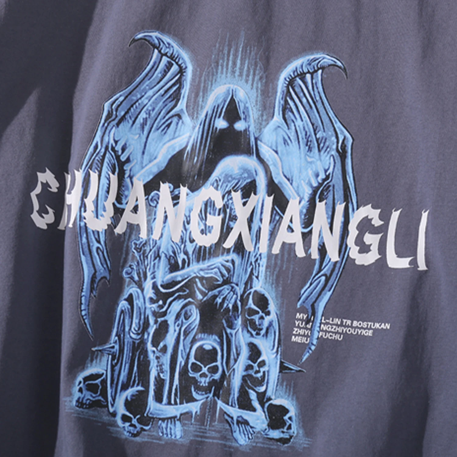 Мужская хлопковая футболка с длинным рукавом принтом демонов|Мужские футболки| |