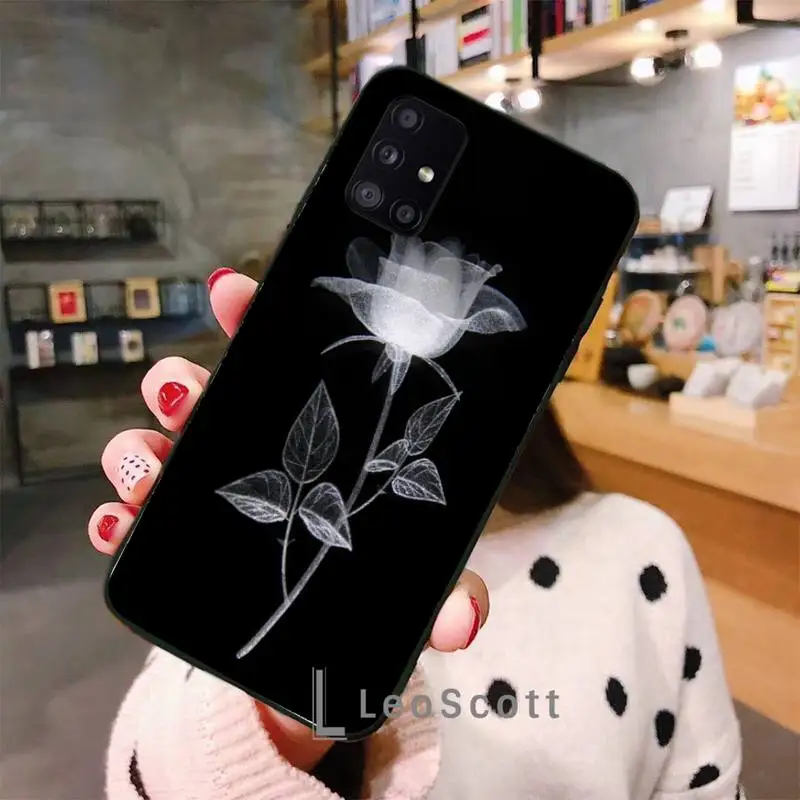 

White Rose Phone Case For Samsung A32 A51 A52 A71 A50 A12 A21S S10 S20 S21 Plus Fe Ultra