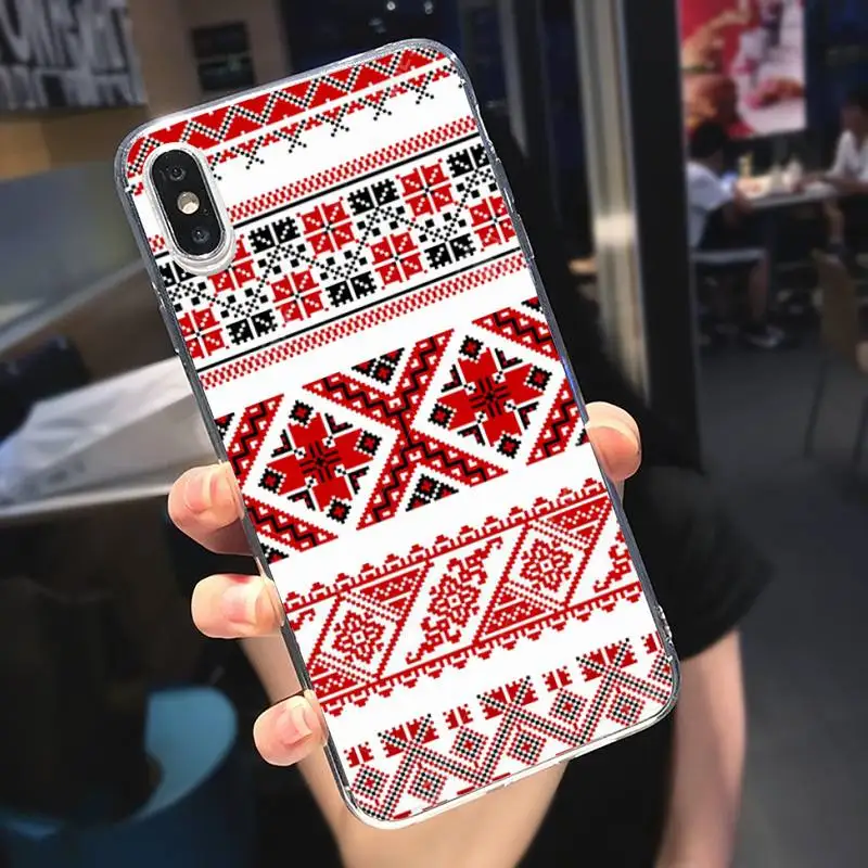 

retro art Ukraine Ornament pattern Phone Case Transparent soft For iphone 5 5s 5c se 6 6s 7 8 11 12 plus mini x xs xr pro max