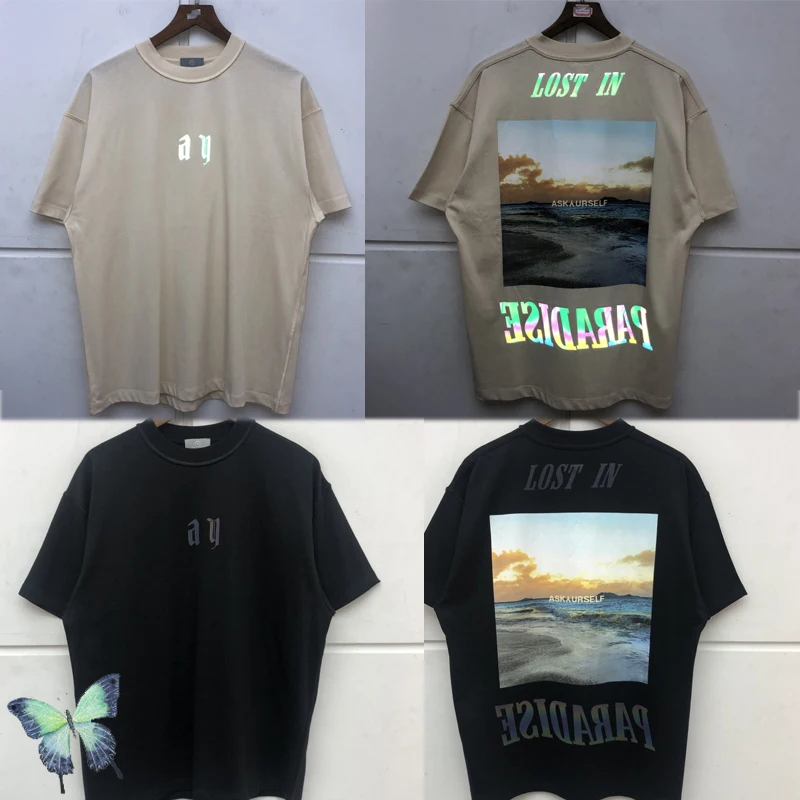 

Reflective Askyurself T Shirt Men Women T-shirt Khaki Heavy Fabric