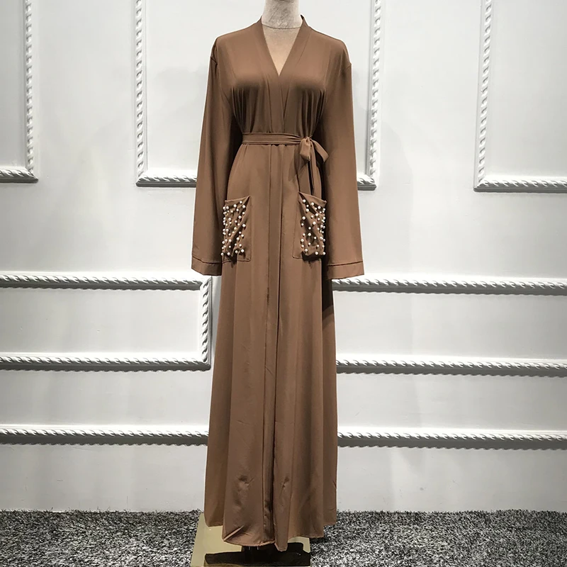 Женское кимоно Siskakia полупрозрачное с бусинами и карманами для мусульманских