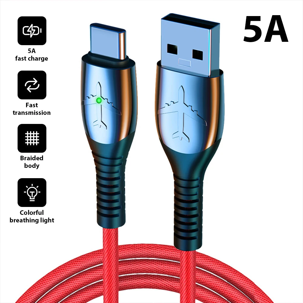

5A Quick Charging USB Type C Cable Mobile Phone Charging Wire Micro USB Data Cord for Samsung S20 Xiaomi Huawei P30 Pro