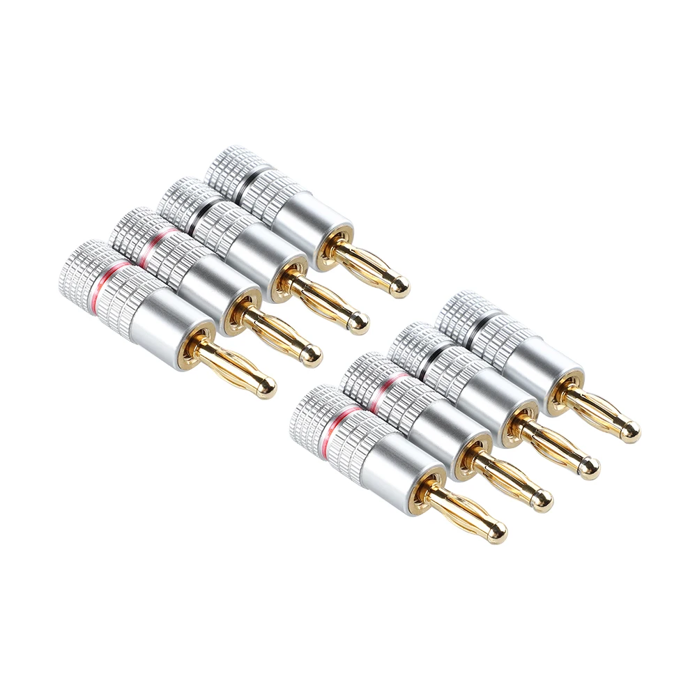 

AIYIMA Banana Plugs8 pcs 24K Gold-plated copper 4MM Lantern head type Connectors for Amplifier, Speakers, Receiver