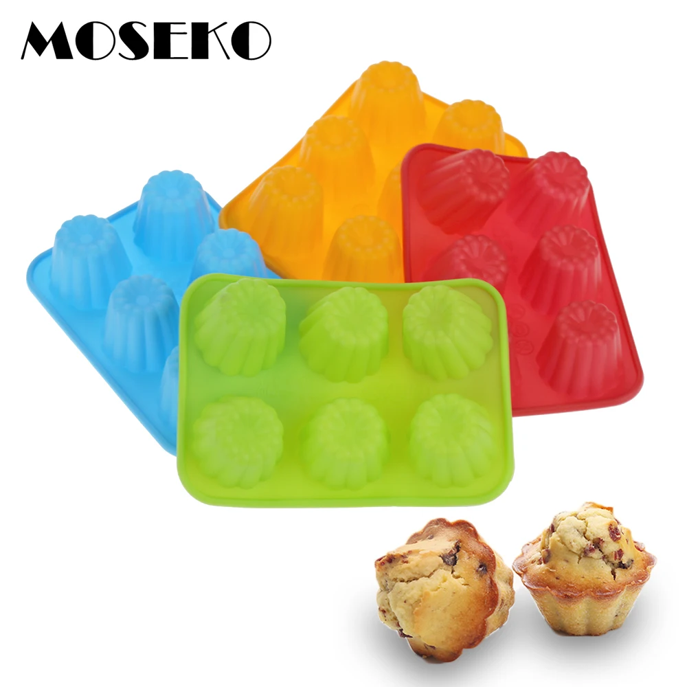 Силиконовая форма для выпечки MOSEKO с 6 отверстиями 3D в форме цветка шоколада