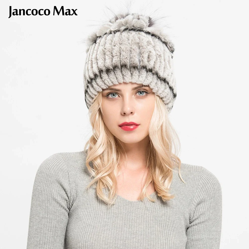 Jancoco Max Женские зимние модные шапки шапочки из натурального меха кролика Рекс