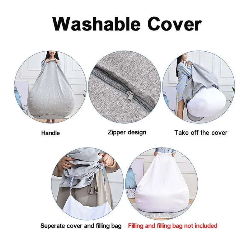 Middle Size Lazy BeanBag Sofas Inner Lining Waterproof Stuffed Animal Storage Toy Bean Bag Without Cover Chair Beanbag Sofas Lining OnlySpec - Цвет: Middle Size