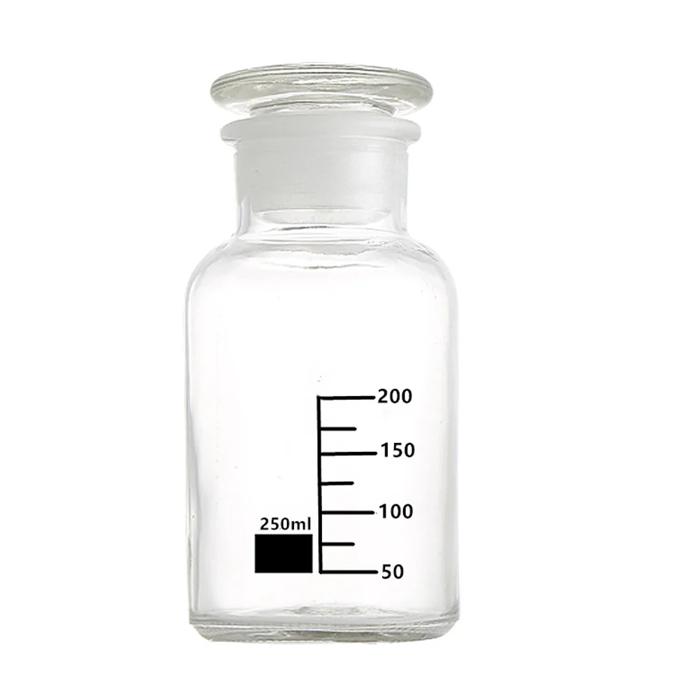 

1pc Laboratory Wide-mouthed Glass Reagent Bottle Chemistry Sample Glass Bottle