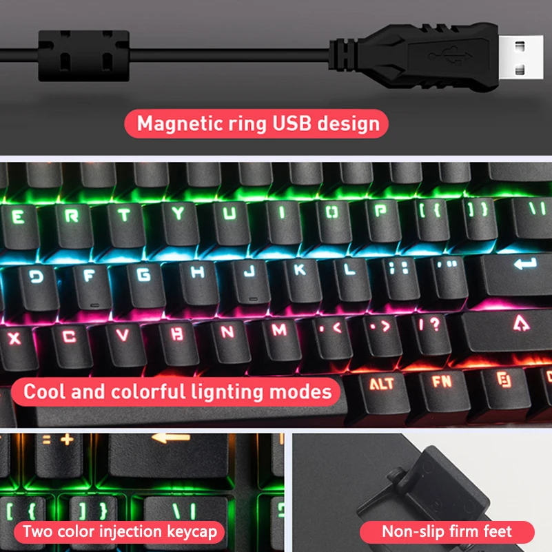 USB Wired Gaming Keyboard 87 Keys Computer Mechanical With Backlight Waterproof Dustproof Game For Laptop PC | Компьютеры и офис